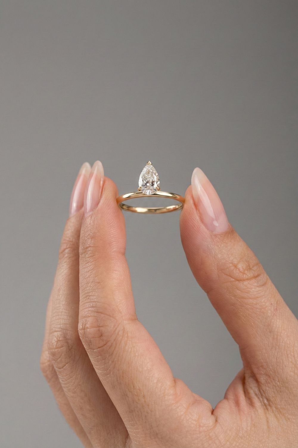 Pear Cut Lab grown Diamond Solitaire Engagement Ring