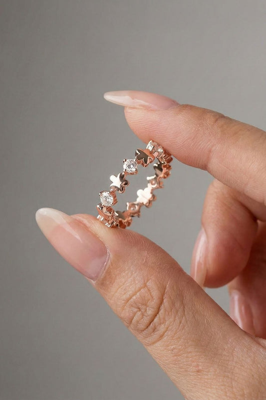 Round Moissanite Flower Inspired Cluster Wedding Band