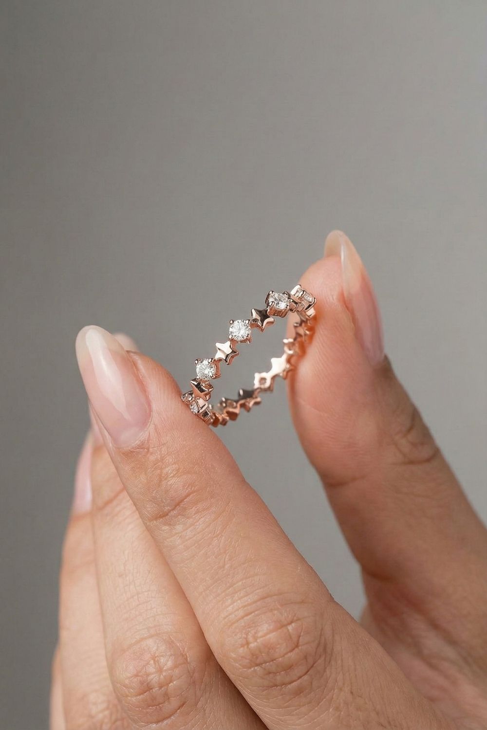 Round Moissanite Star Inspired Cluster Wedding Band