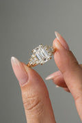 Emerald Cut Lab grown Diamond Cluster Engagement Ring