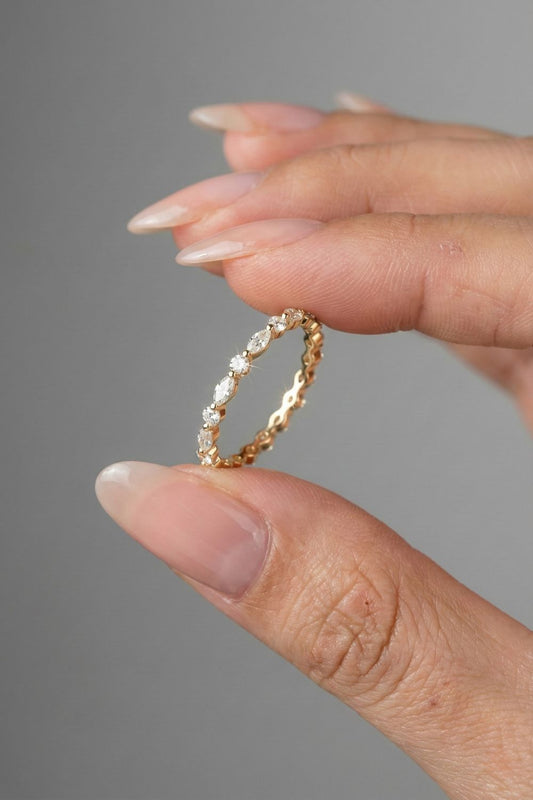 Marquise & Round Moissanite Full Eternity Wedding Band