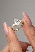 Pear Cut Three Stone Moissanite Engagement Ring