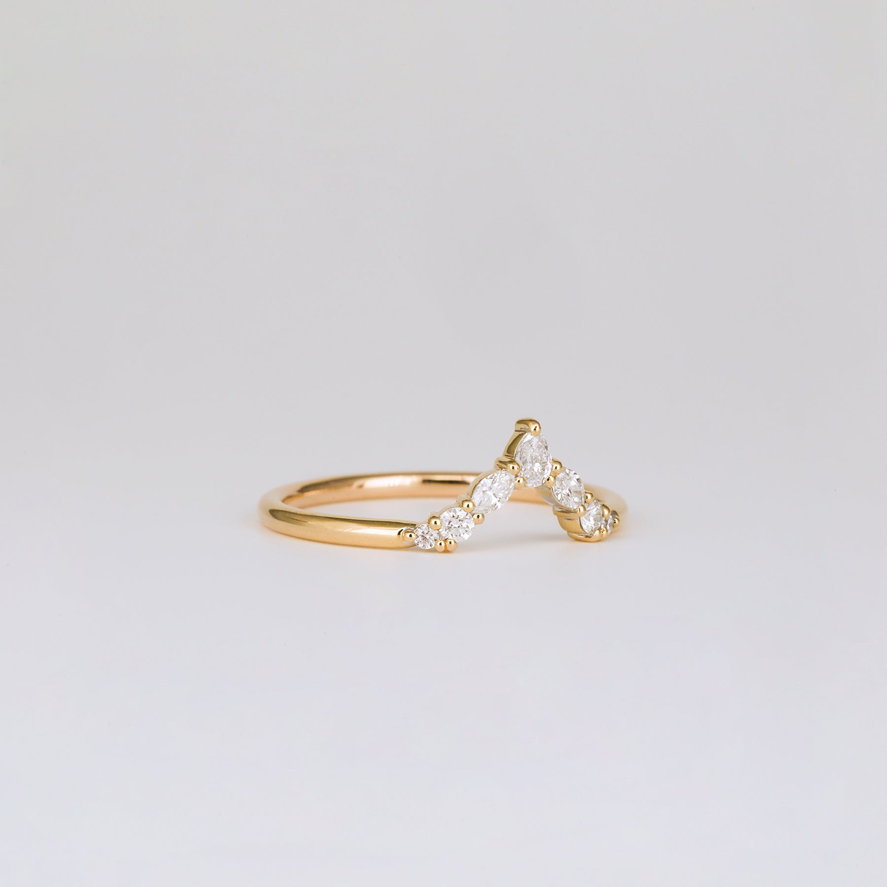 0.17 TCW Marquise, Pear & Round CVD Diamond V-Shaped Wedding Band