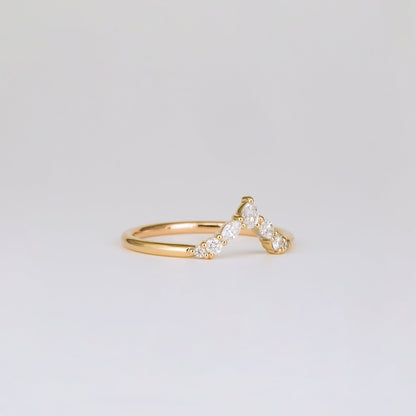 0.17 TCW Marquise, Pear & Round CVD Diamond V-Shaped Wedding Band