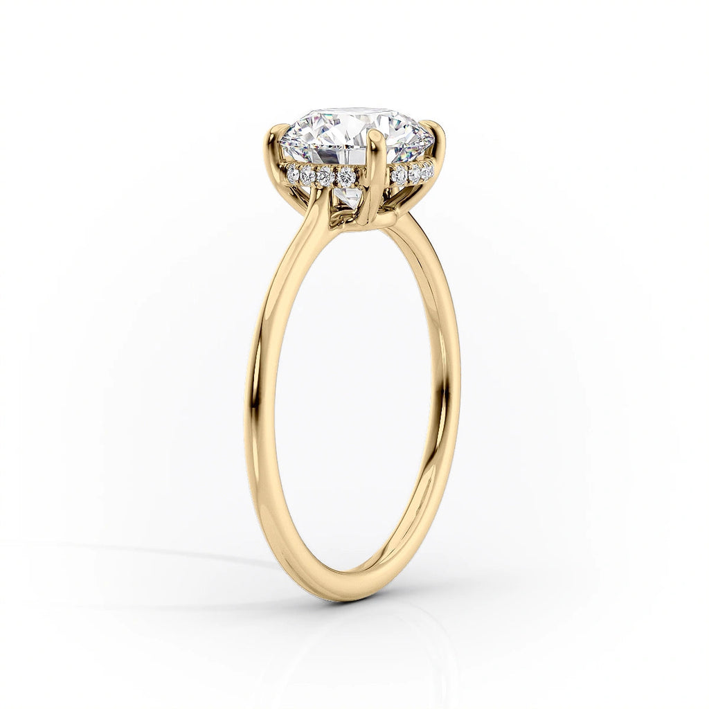 1.5 CT - 2 CT Round Cut Hidden Halo Moissanite Engagement Ring