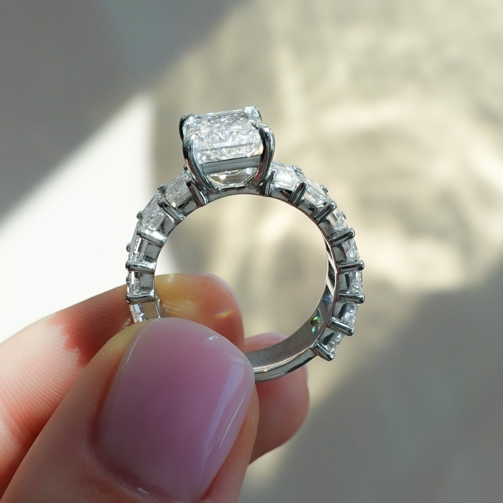 2 CT - 3 CT Radiant Cut Lab grown Diamond Pave Engagement Ring