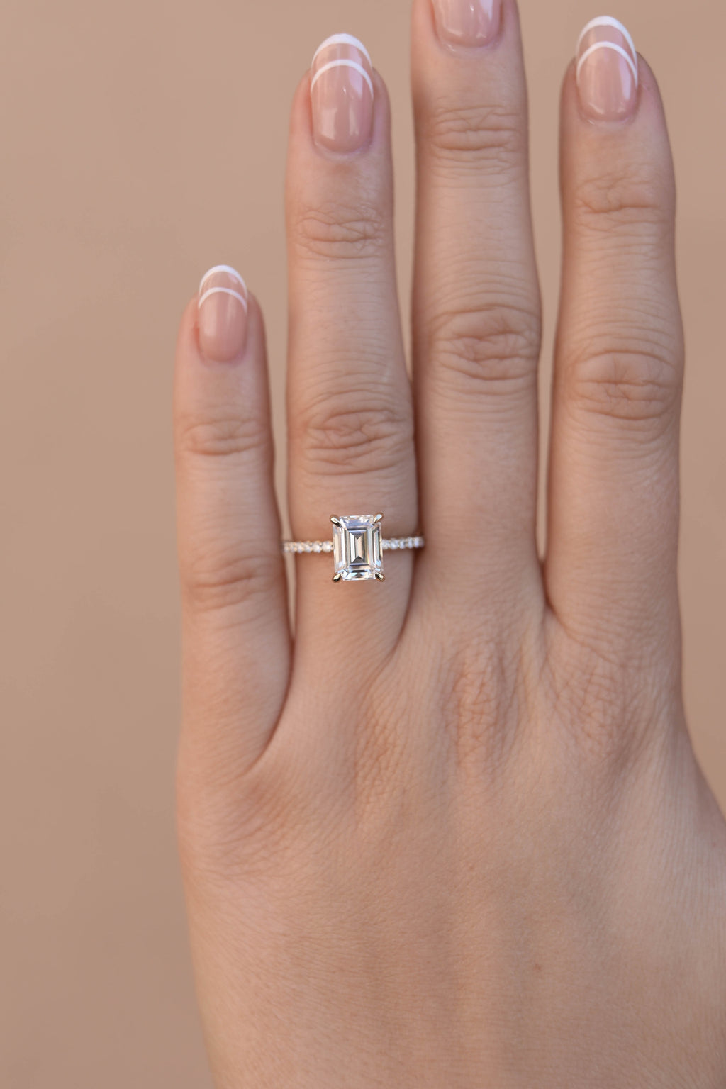 1 CT - 3 CT Emerald Cut Lab grown Diamond Pave Engagement Ring