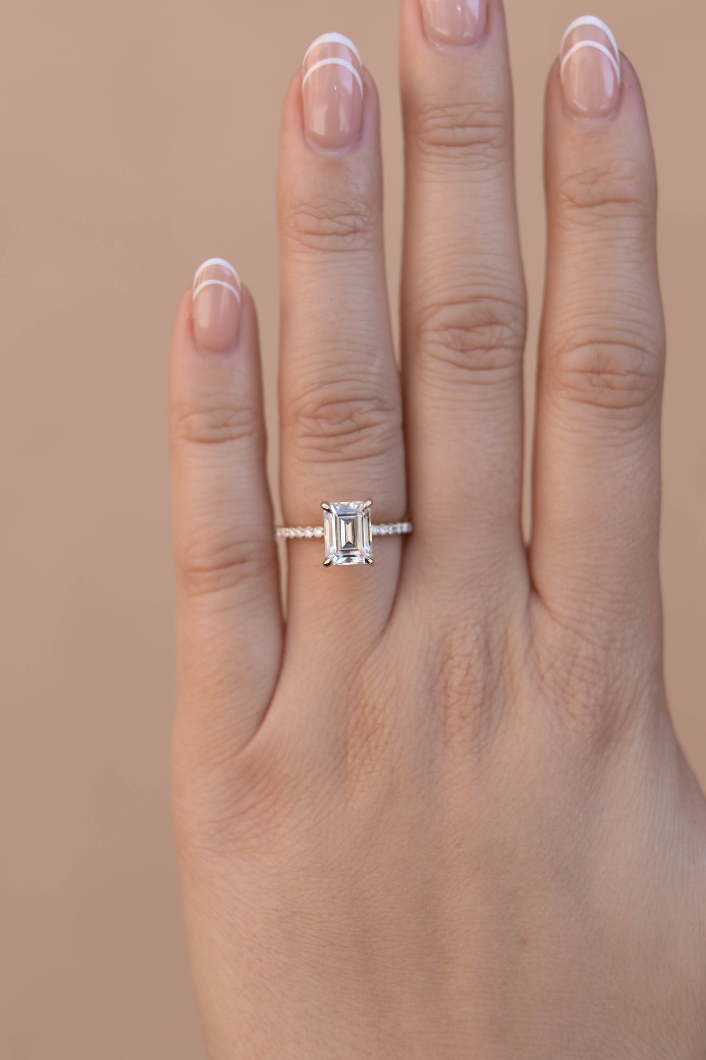 1 CT - 3 CT Emerald Cut Lab grown Diamond Pave Engagement Ring