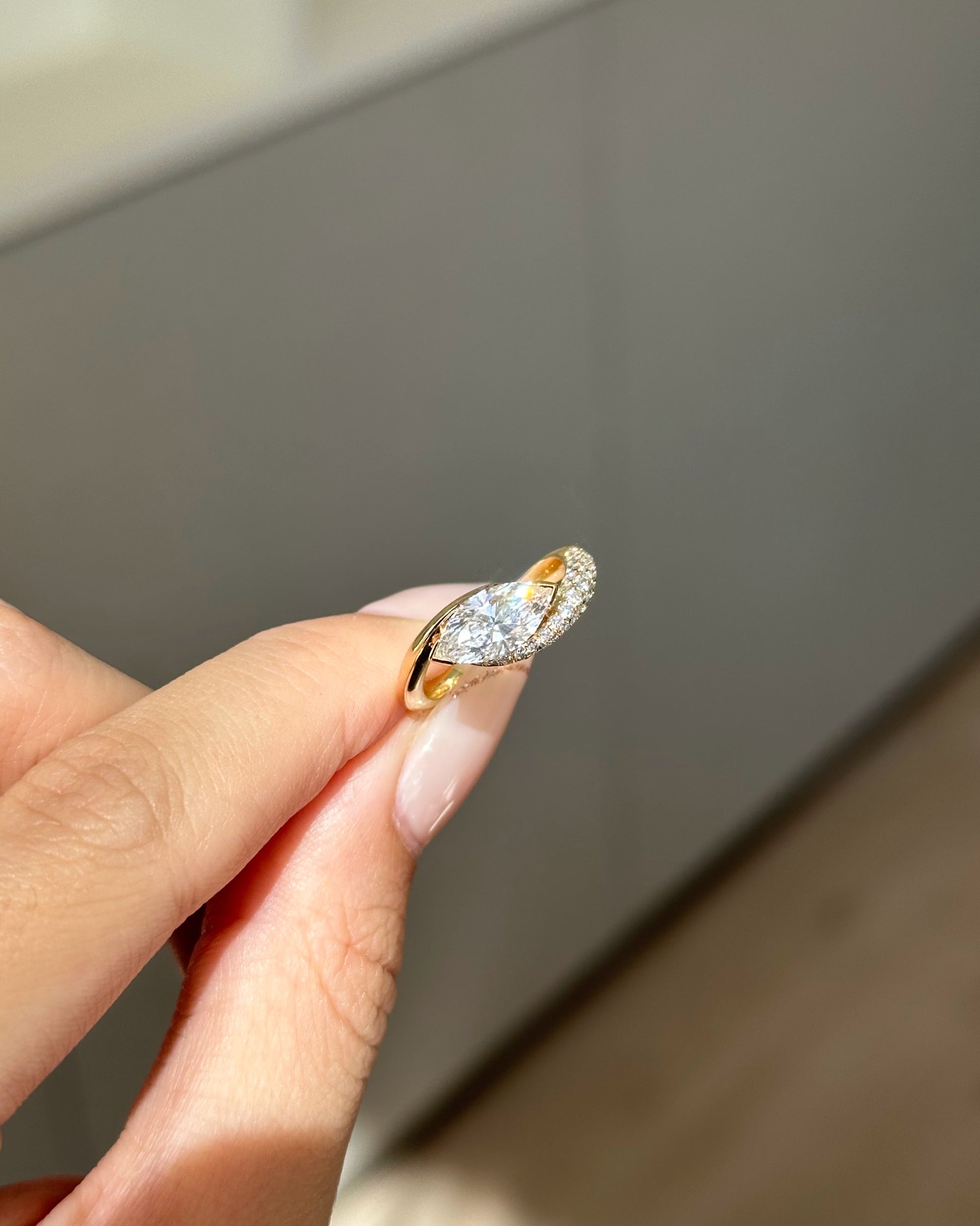  Marquise Cut Lab grown Diamond Twisted Pave Engagement Ring