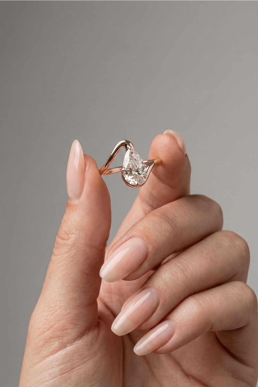 Pear Cut Lab grown Diamond Solitaire Engagement Ring