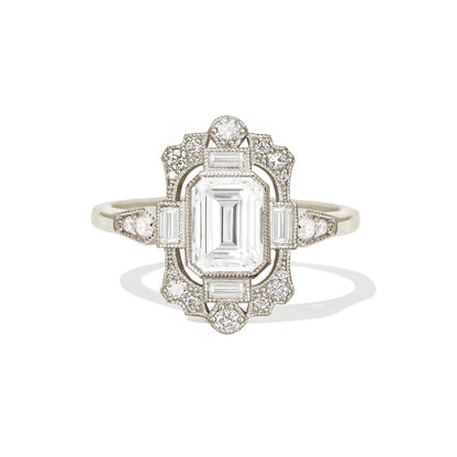 1.5 CT Emerald Cut Moissanite Fairmont Mosaic Engagement Ring