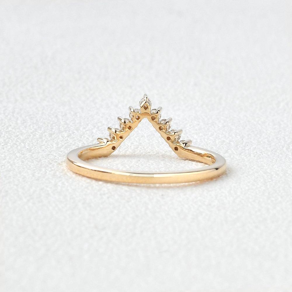 0.15 TCW Round Moissanite V-Shape Wedding Band