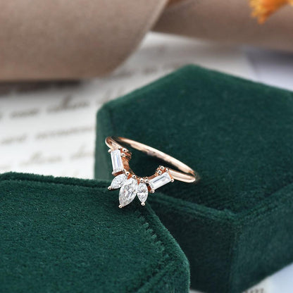 0.5 TCW Marquise & Baguette Moissanite Cluster Curved Wedding Band