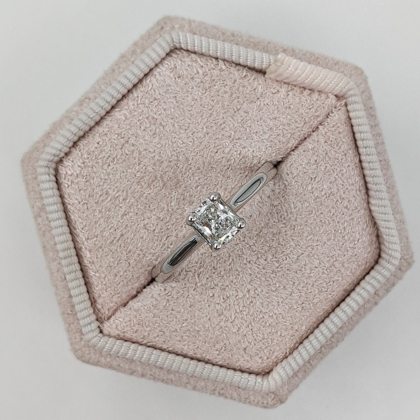 0.46 CT Radiant Cut Solitaire Moissanite Engagement Ring