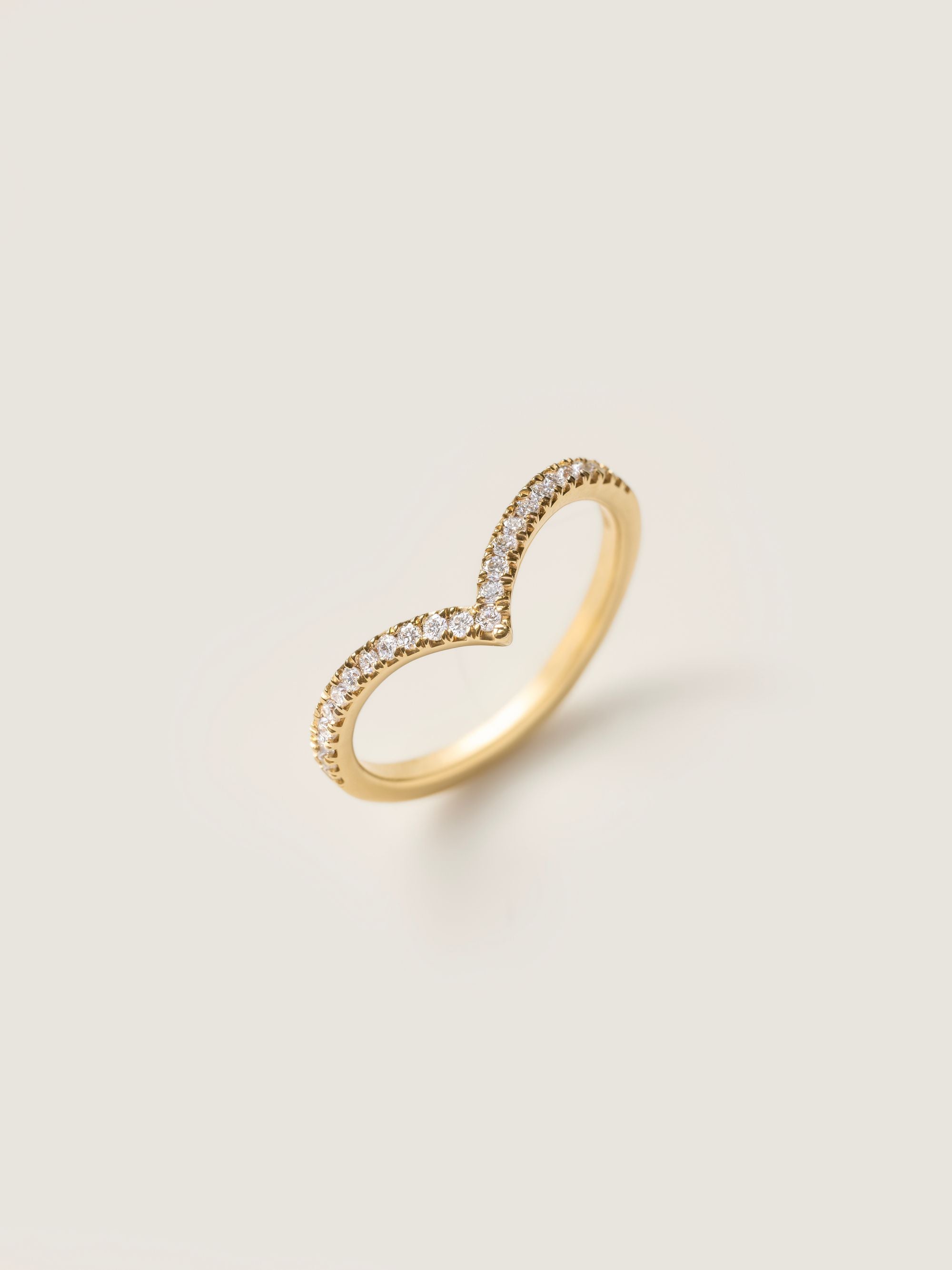 0.2 TCW Round CVD Diamond Pave V-Shaped Wedding Band