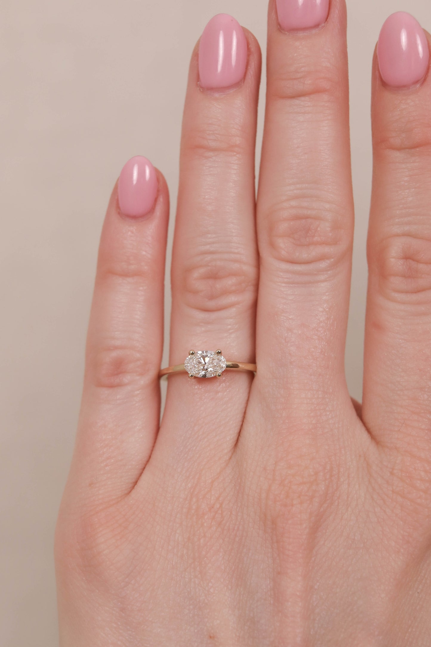 0.75 CT - 1.5 CT East-West Oval Cut Lab grown Diamond Solitaire Engagement Ring