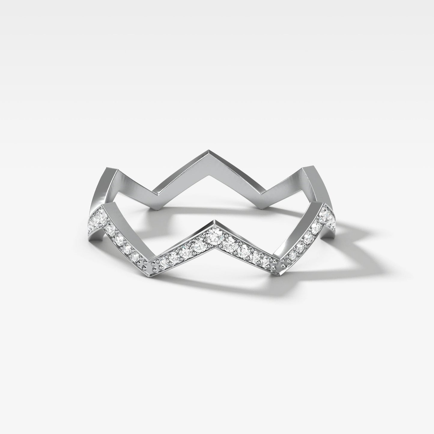 0.13 TCW Round CVD Diamond Zig-Zag Pave Wedding Band