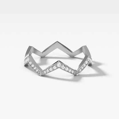 0.13 TCW Round CVD Diamond Zig-Zag Pave Wedding Band