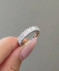 Princess CVD Diamond Half Eternity with Shared Prong Wedding Band