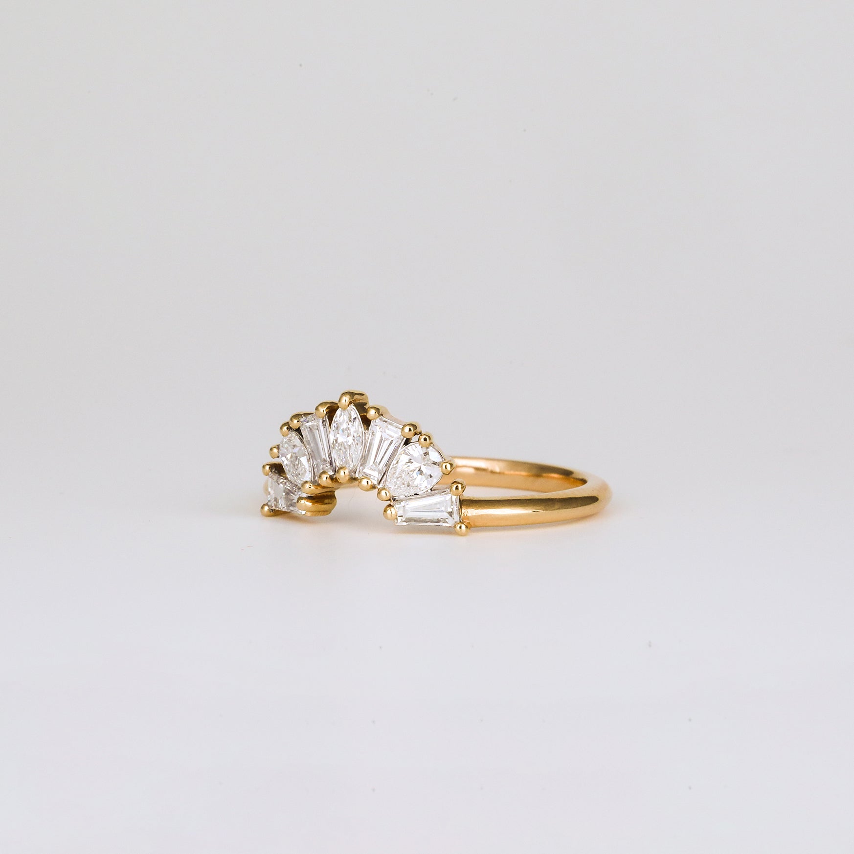 0.6 TCW Multi Shape CVD Diamond Fan Curved Wedding Band