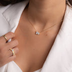 1.73 TCW Pear & Radiant Moissanite Diamond Toi et Moi Necklace