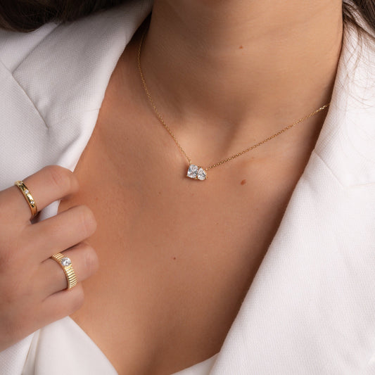 1.73 TCW Pear & Radiant Moissanite Diamond Toi et Moi Necklace