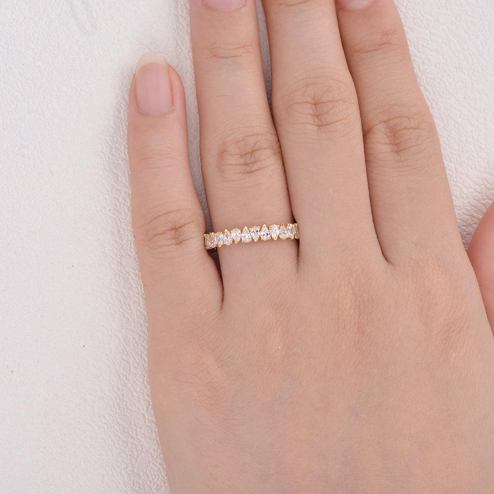 0.75 TCW Pear Moissanite Full Eternity Wedding Band
