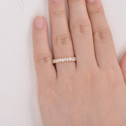 0.75 TCW Pear Moissanite Full Eternity Wedding Band