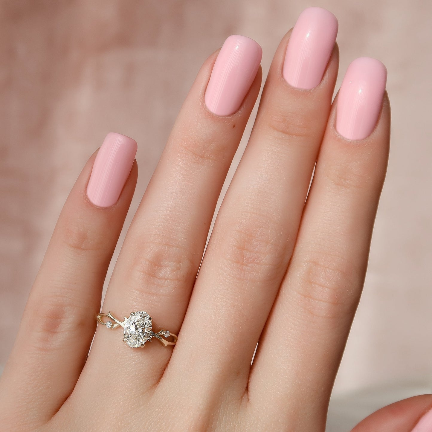 1 CT - 2 CT Oval Cut Twig Style Moissanite Engagement Ring