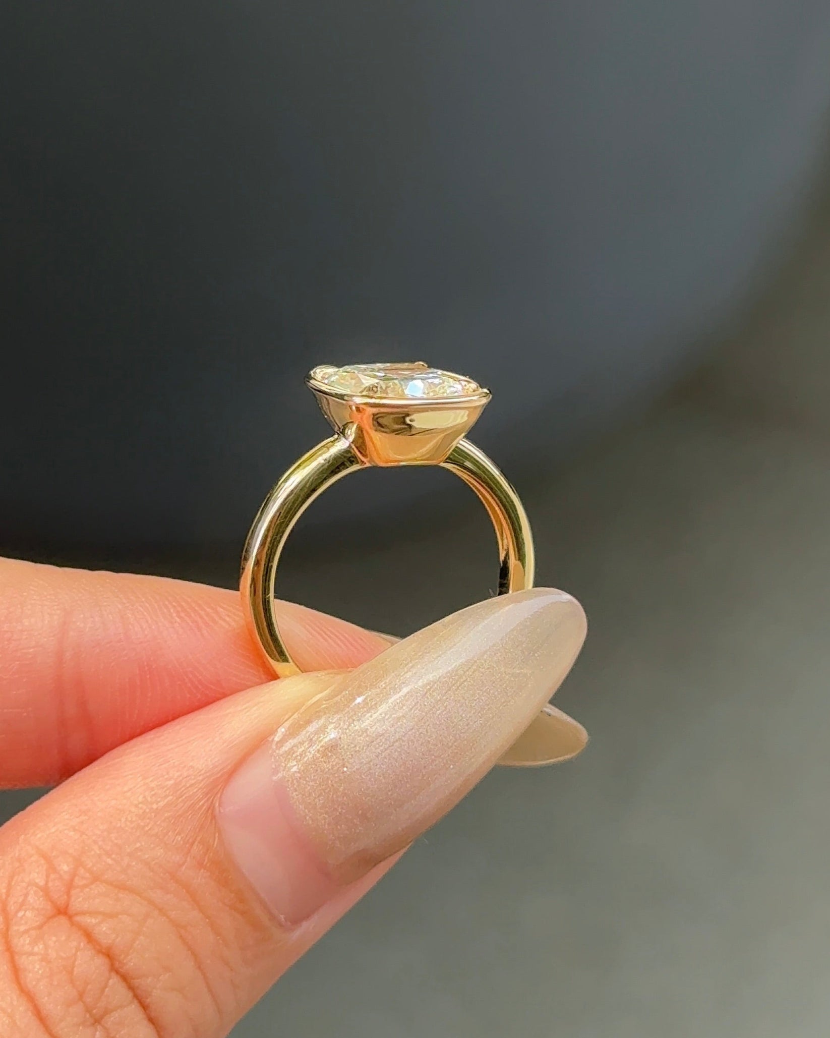 Cushion Lab grown Diamond Bezel Engagement Ring