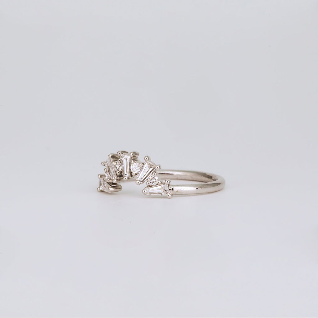 0.48 TCW Tapered Baguette & Round CVD Diamond Fire Cracker Curved Wedding Band