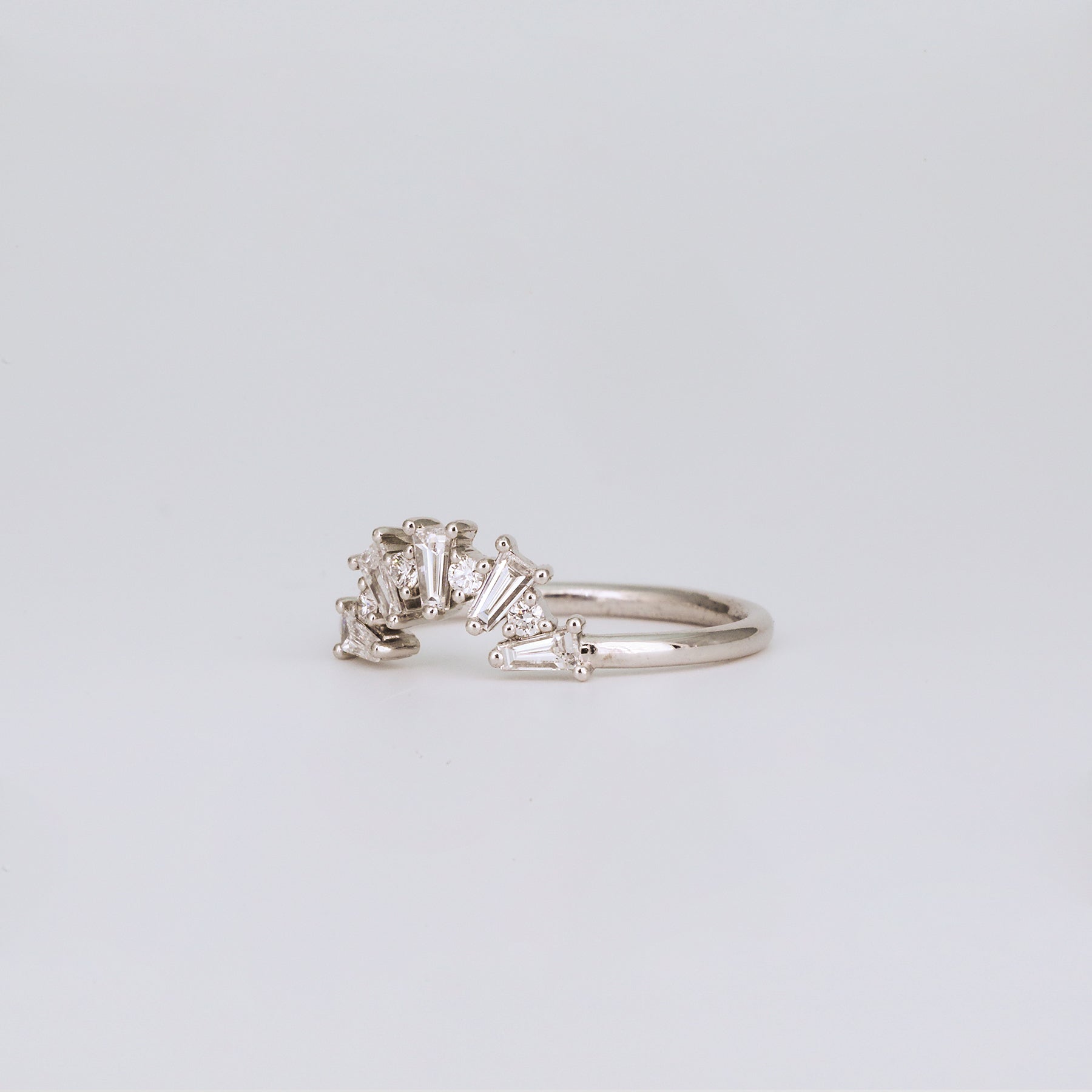 0.48 TCW Tapered Baguette & Round CVD Diamond Fire Cracker Curved Wedding Band