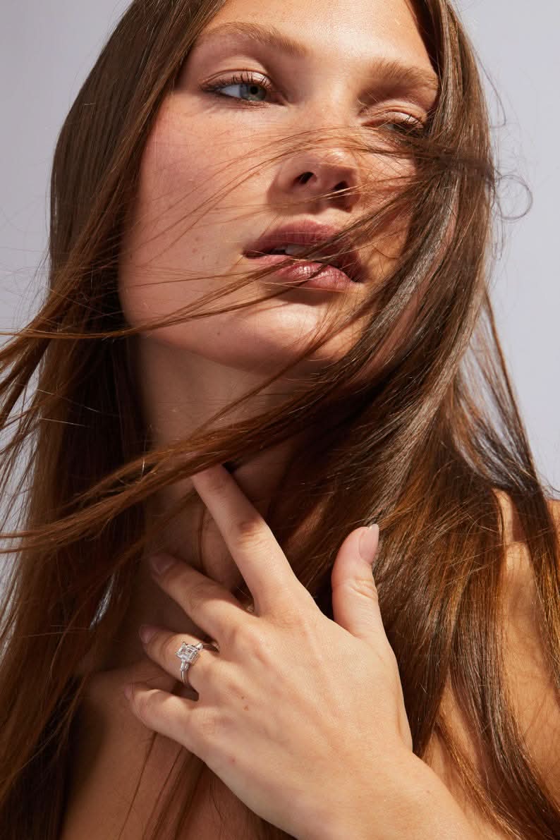 5 CT Emerald Cut Eternity Style Side Stone Moissanite Engagement Ring