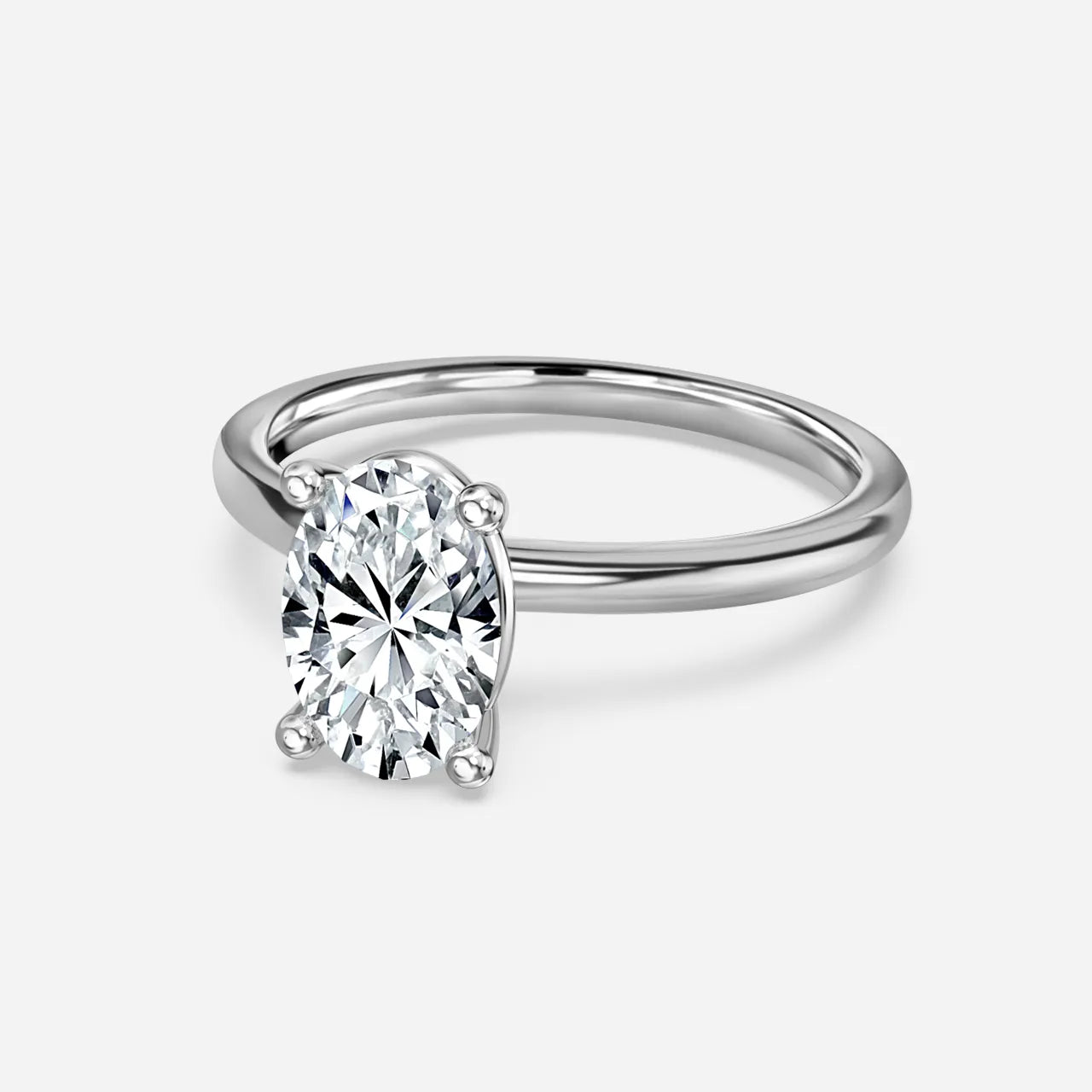 2 CT - 2.2 CT Oval Cut Solitaire Moissanite Engagement Ring