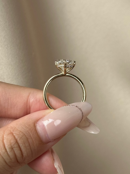 3 CT Cushion Cut Lab grown Diamond Hidden Halo Engagement Ring