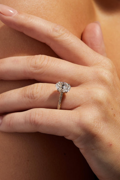 2.5 CT Oval Cut Hidden Halo & Triple Pave Moissanite Engagement Ring