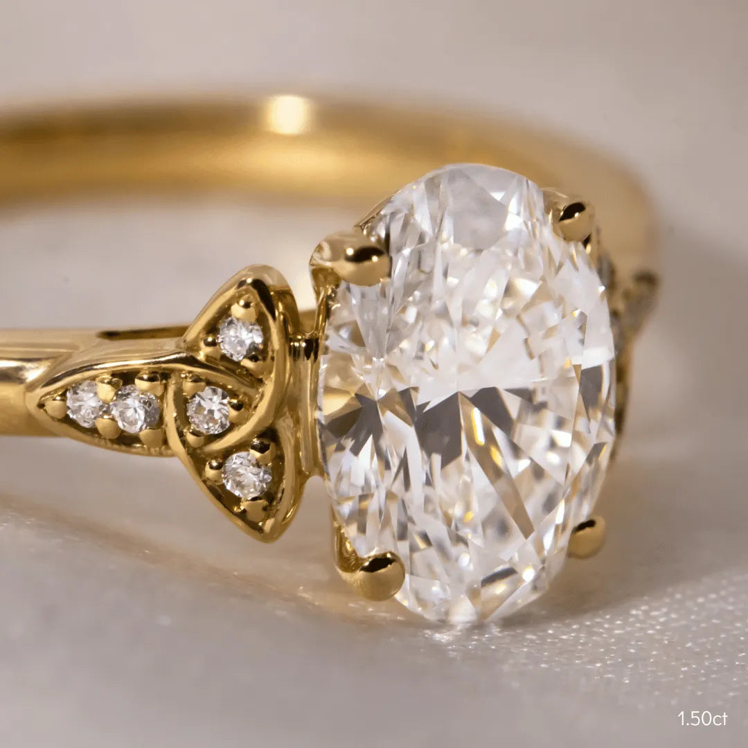 1.5 CT - 3.6 CT Oval Cut Vintage Style Moissanite Engagement Ring