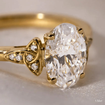 1.5 CT - 3.6 CT Oval Cut Vintage Style Moissanite Engagement Ring