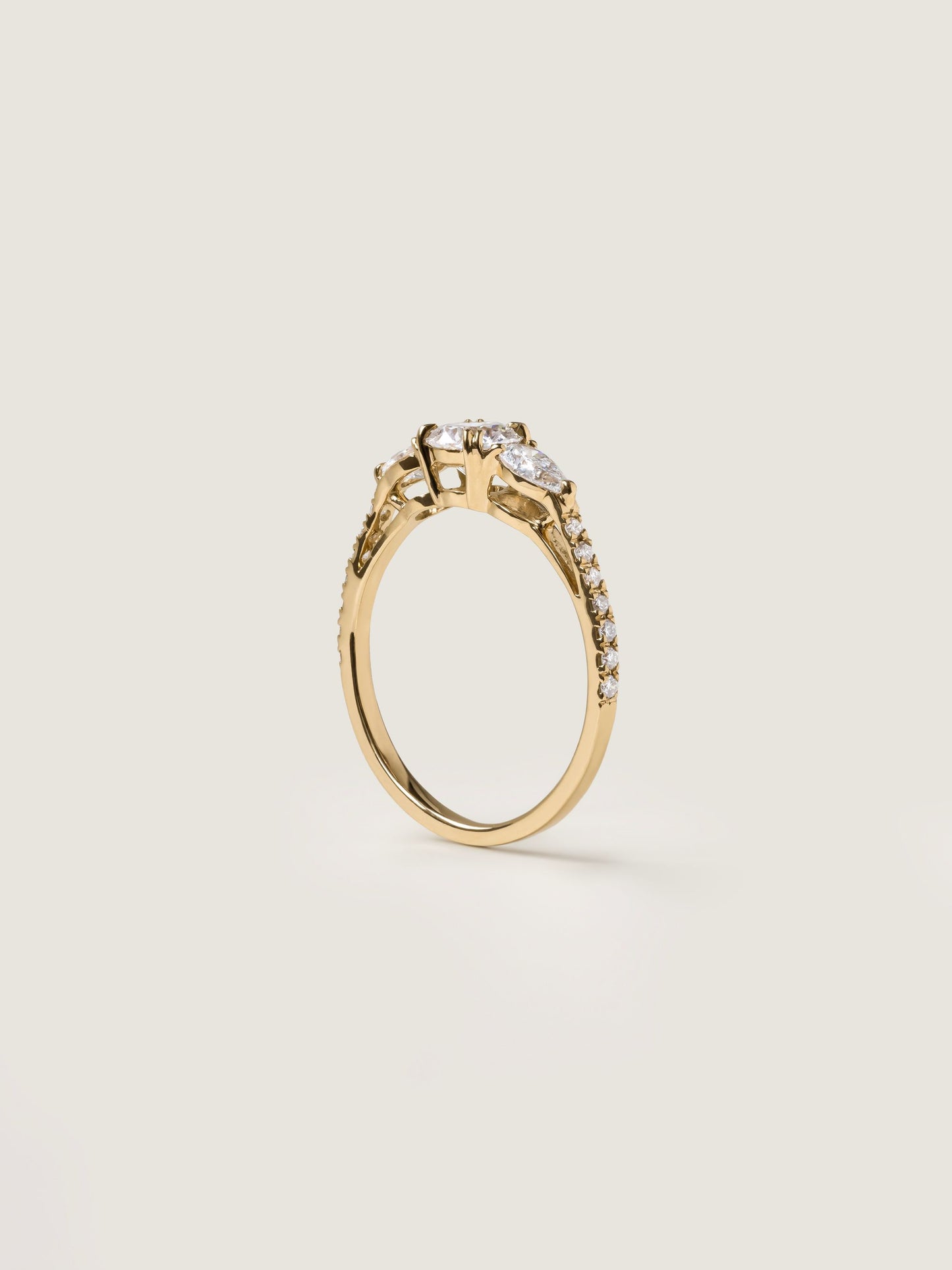 0.50 CT - 2.50 CT Round Cut Lab grown Diamond Three Stone & Pave Engagement Ring