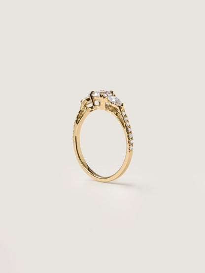 0.50 CT - 2.50 CT Round Cut Lab grown Diamond Three Stone & Pave Engagement Ring