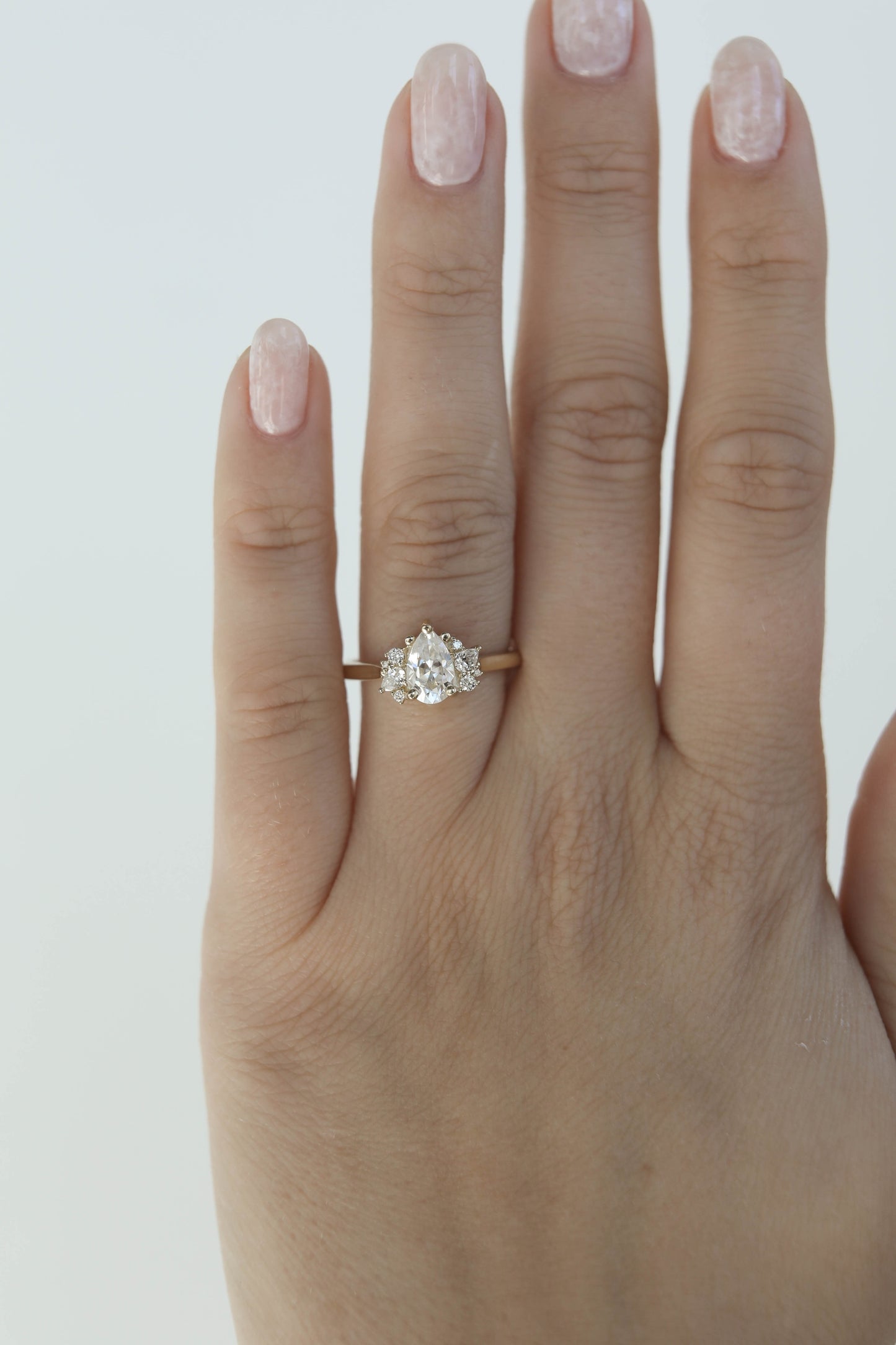 0.8 CT - 1.25 CT Pear Cut Lab grown Diamond Cluster Engagement Ring