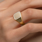 0.12 TCW Round Signet Moissanite Engagement Ring