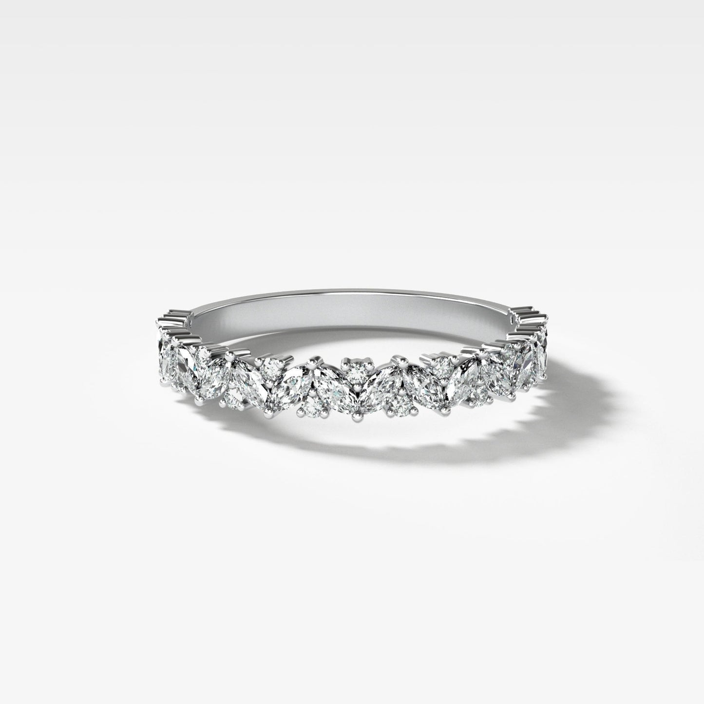 1.3 TCW Marquise Round Multi Shape CVD Diamond Wedding Band