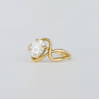 1.21 CT - 3.21 CT Oval Cut Lab grown Diamond Side Stone Engagement Ring