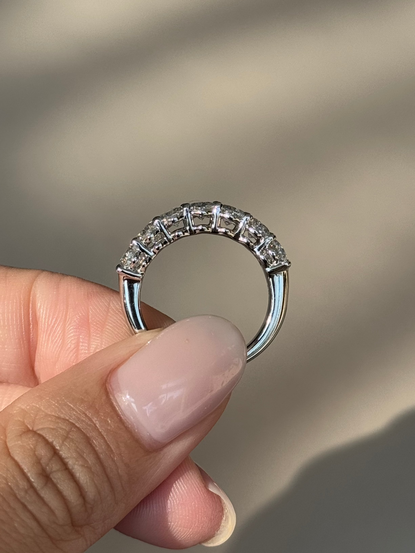 Oval CVD Diamond Half Eternity with Shared Prong Wedding Band