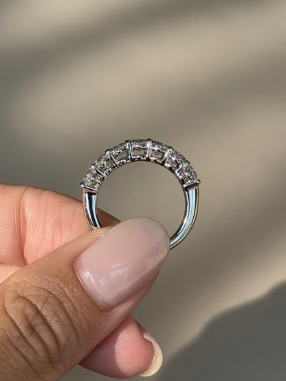 Oval CVD Diamond Half Eternity with Shared Prong Wedding Band