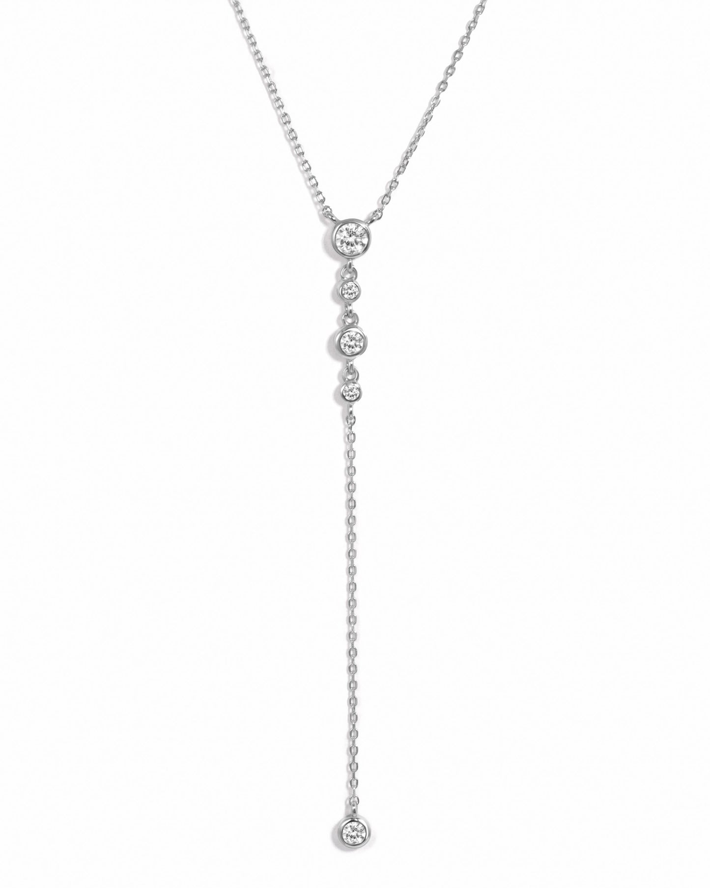 0.3 CT Round Moissanite Diamond Bezel Lariat Necklace