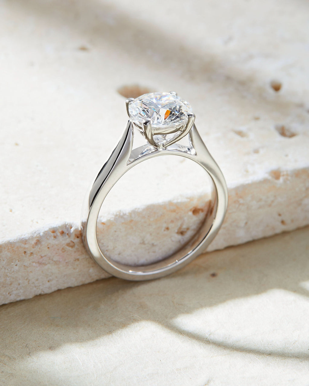 2 CT Round Cut Cathedral Setting Solitaire Moissanite Engagement Ring