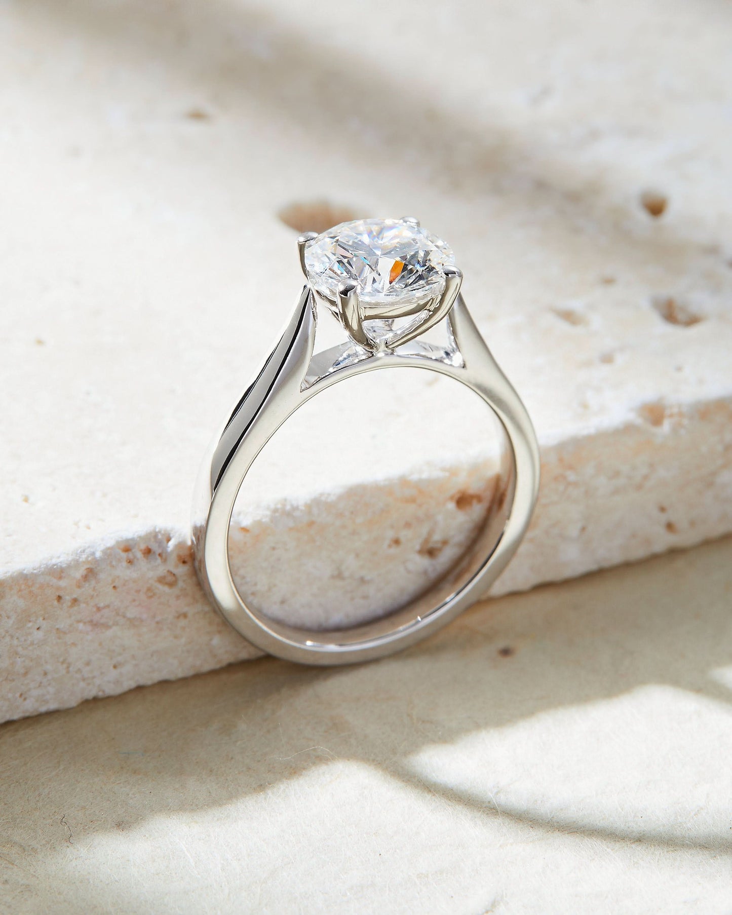 2 CT Round Cut Cathedral Setting Solitaire Moissanite Engagement Ring