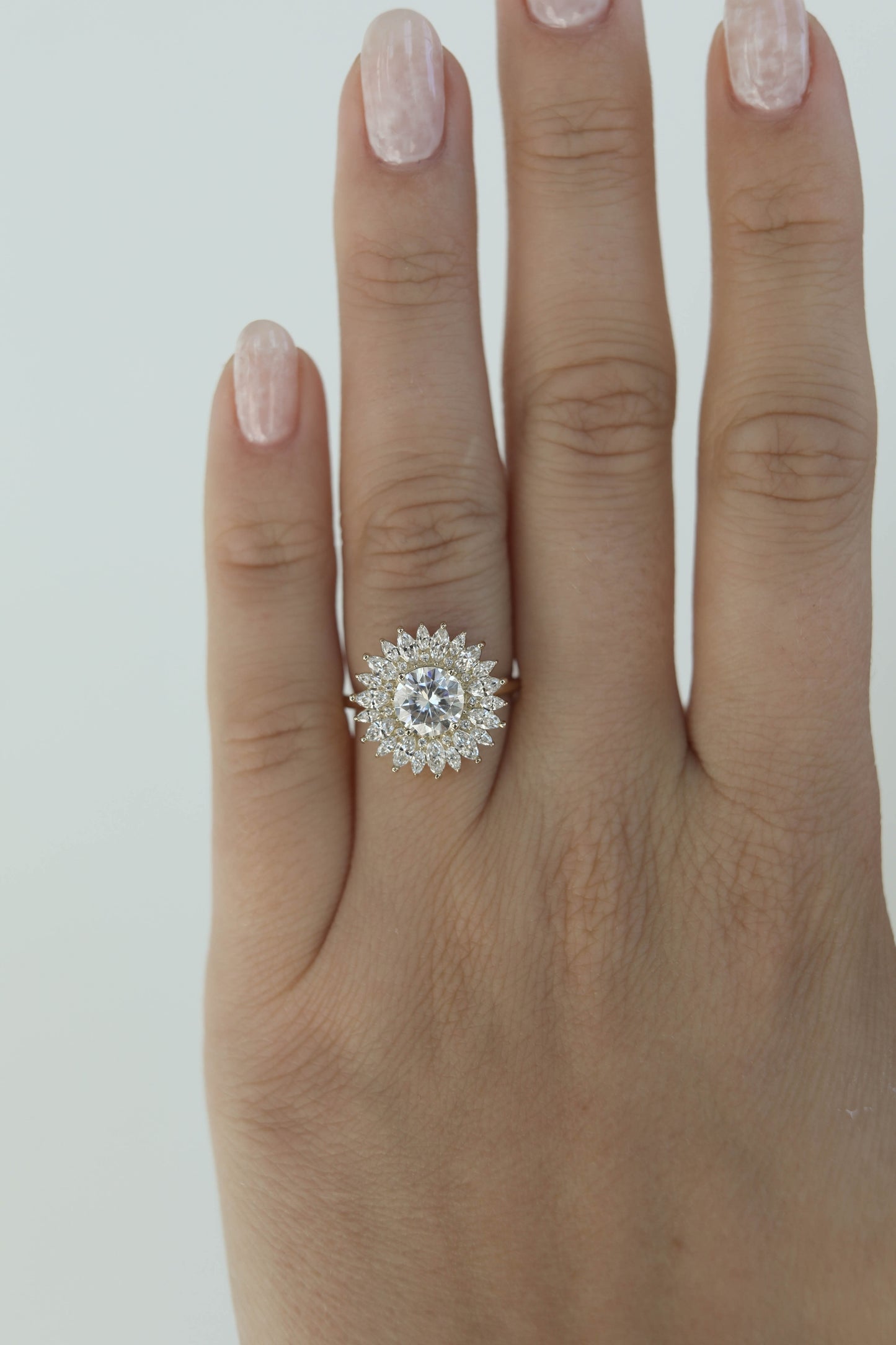 1 CT Round Cut Lab grown Diamond Halo Floral Style Engagement Ring